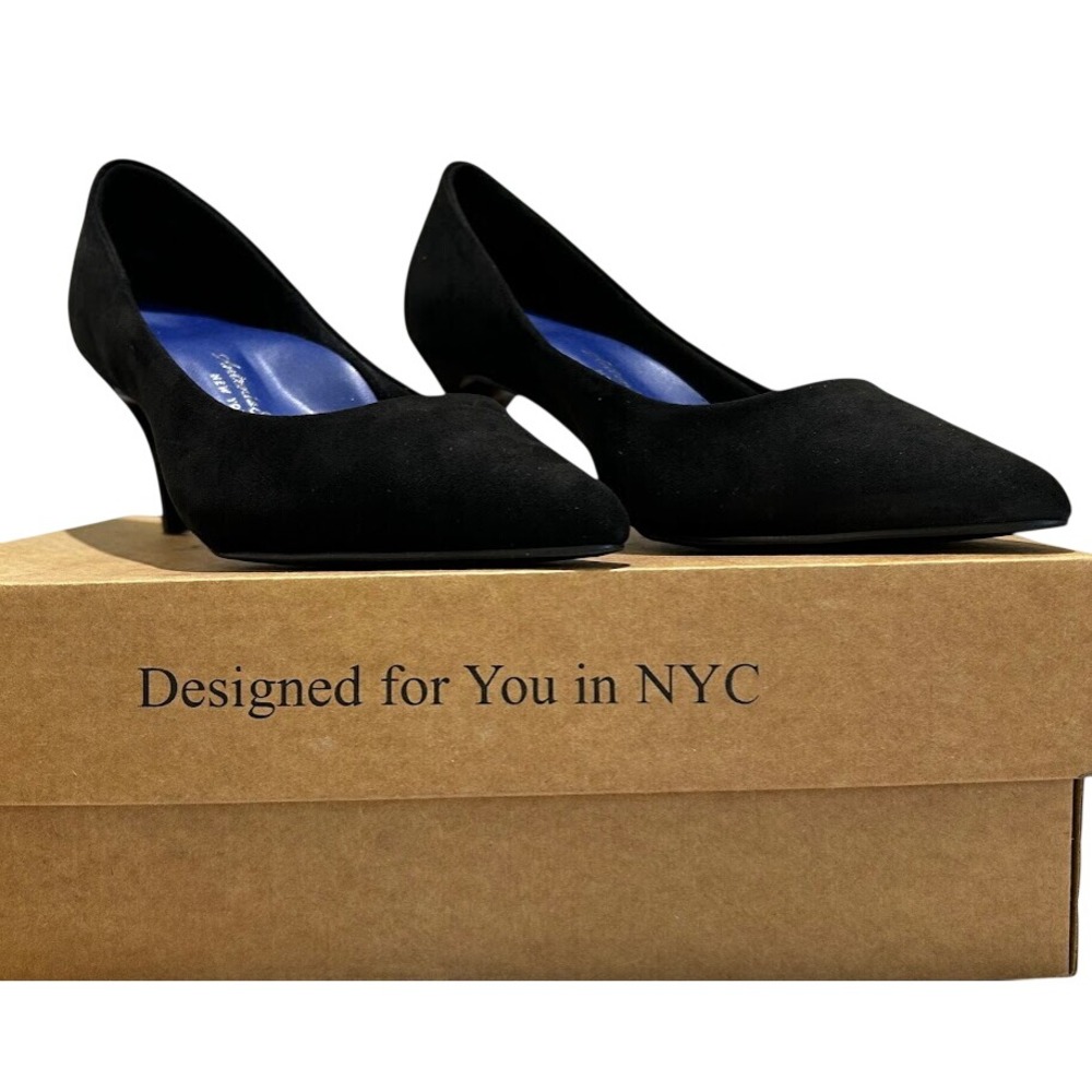 Antonia Saint NY Vicki Heels 40MM Black Ultra Suede Pointed Toe Pumps Mens 9.5 - Picture 6 of 6
